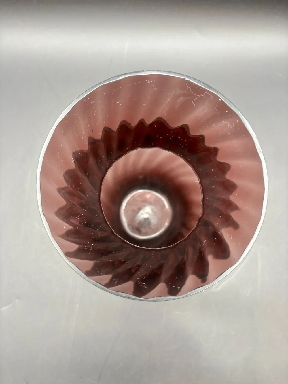 Vintage Amethyst Deep Plum Glass Vase - Mid-Century Optic Swirl Flared Rim 12